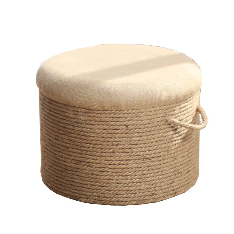 Adult-Seated Floor Seat Decor‌ Natural Jute Handwoven Pouf Ottoman