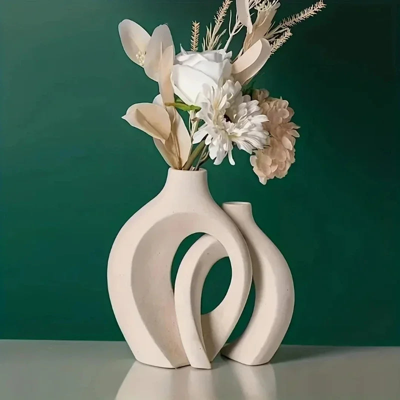 A Top Quality Hollow Nordic Modern Vase Set of 2 for Modern Home Decor