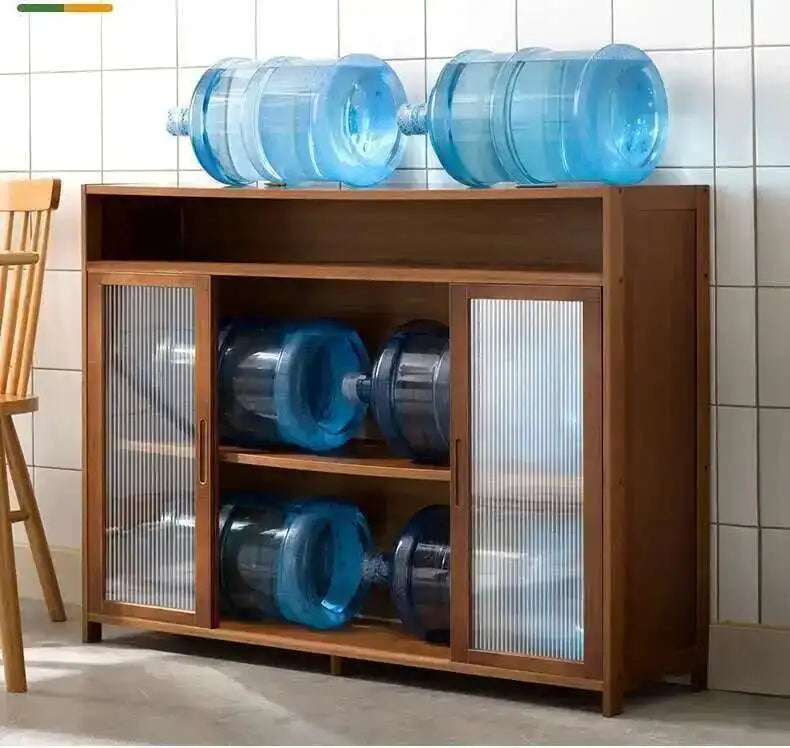 Modern Minimalist Kitchen Cabinet for Home Dust-proof Two-way Sliding Door
