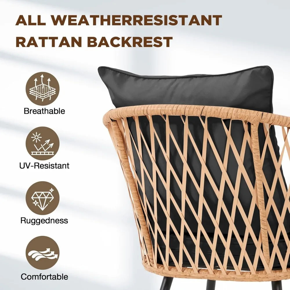 All-Weather Rattan Patio Dining Set with 60
