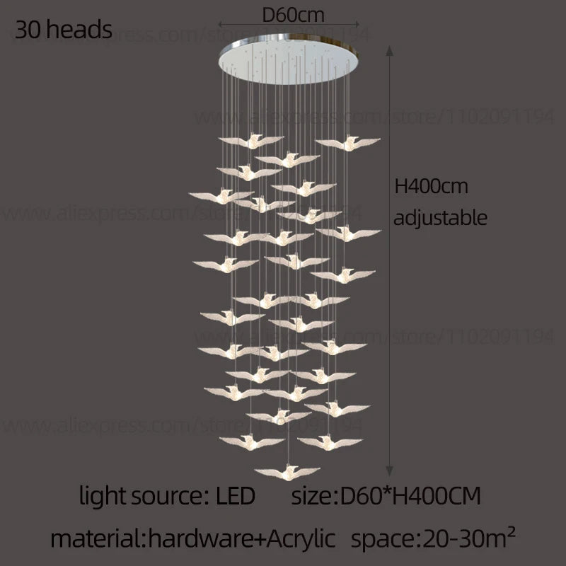 Led Bird Pendant Lamp Home Decoration Lighting Hanging Lamp Design Chandelier
