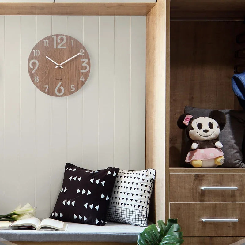 Wooden 3D Wall Clock Modern Design Nordic Brief Living Room Decoration