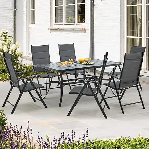 All-Weather Rattan Patio Dining Set with 60