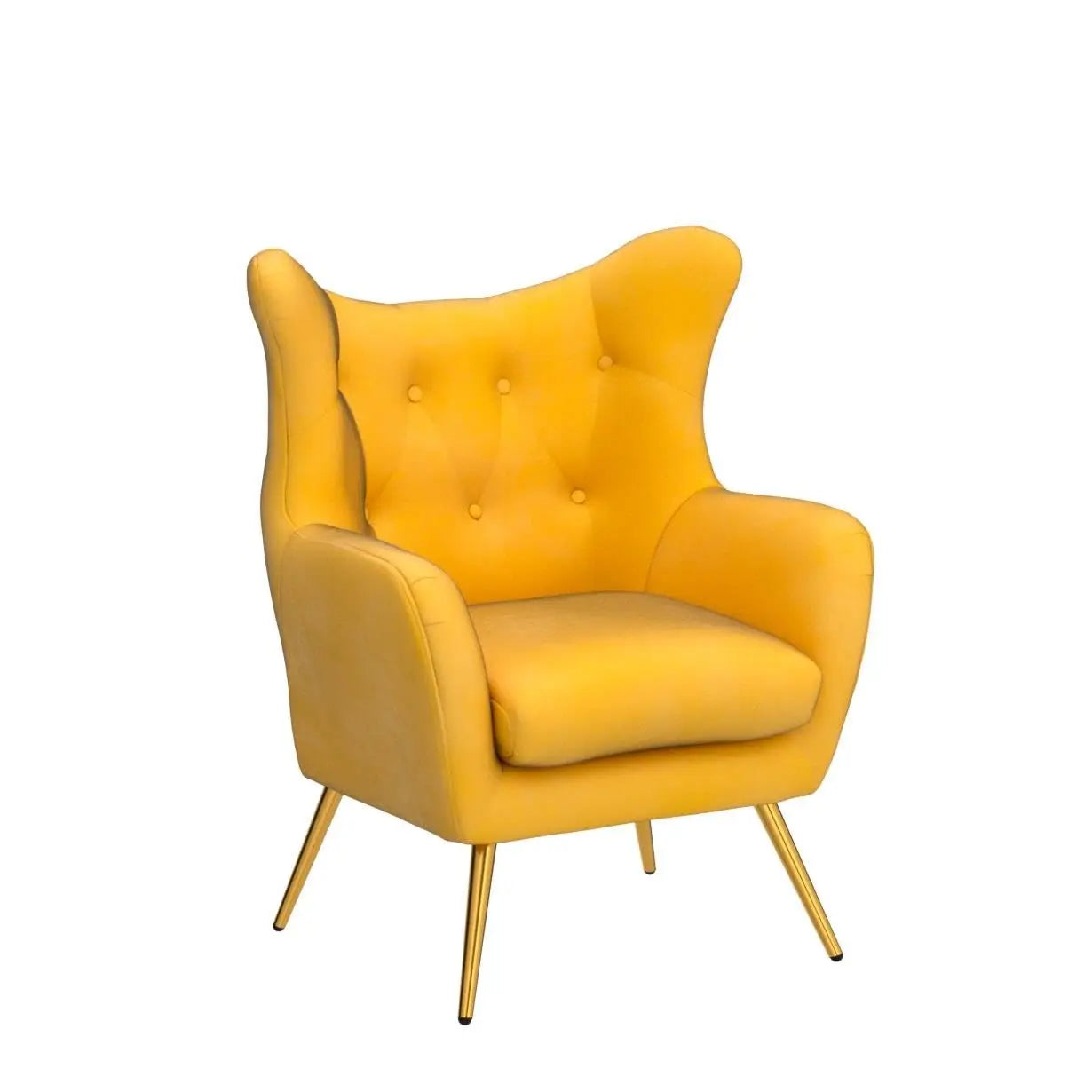 Velvet Accent Chair, Modern Wingback Arm Chair with Metal Gold Legs