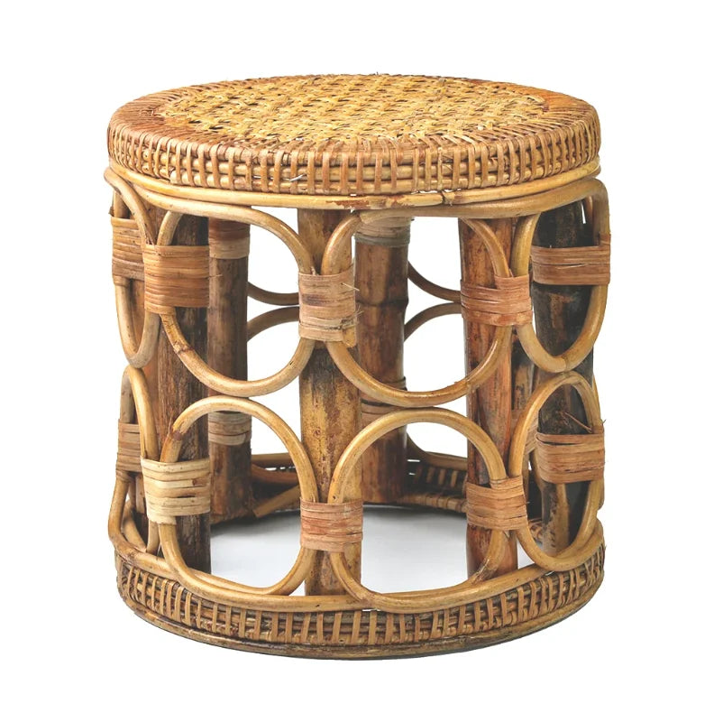 Rattan Low Stool Living Room Small Apartment Round chair Ottomans