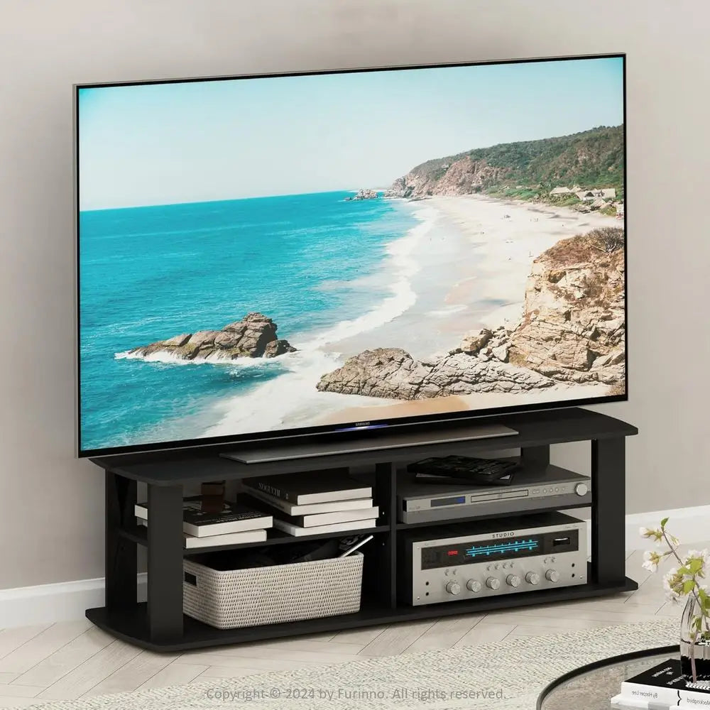 3-Tier Entertainment Center with Open Shelves Storage for Living Room