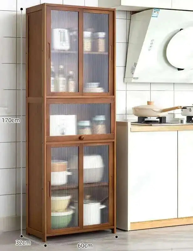 Modern Minimalist Kitchen Cabinet for Home Dust-proof Two-way Sliding Door