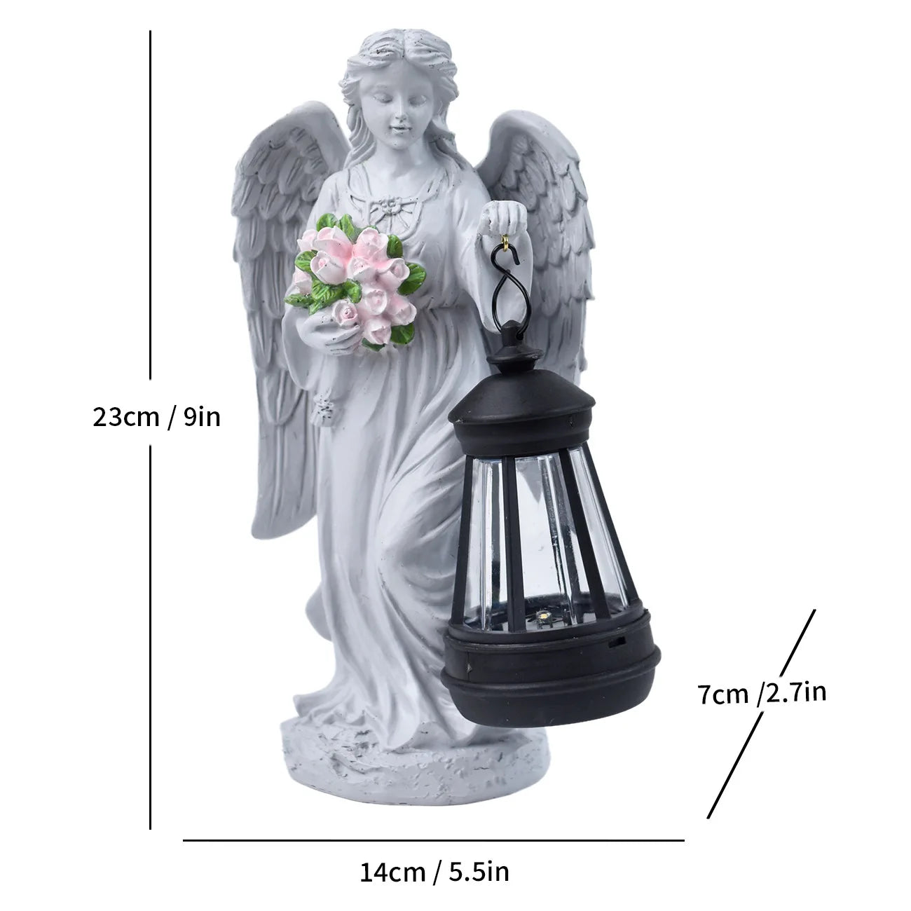 Angel Lantern Garden Statue Angel Girl Outdoor Solar Ornament Night Light