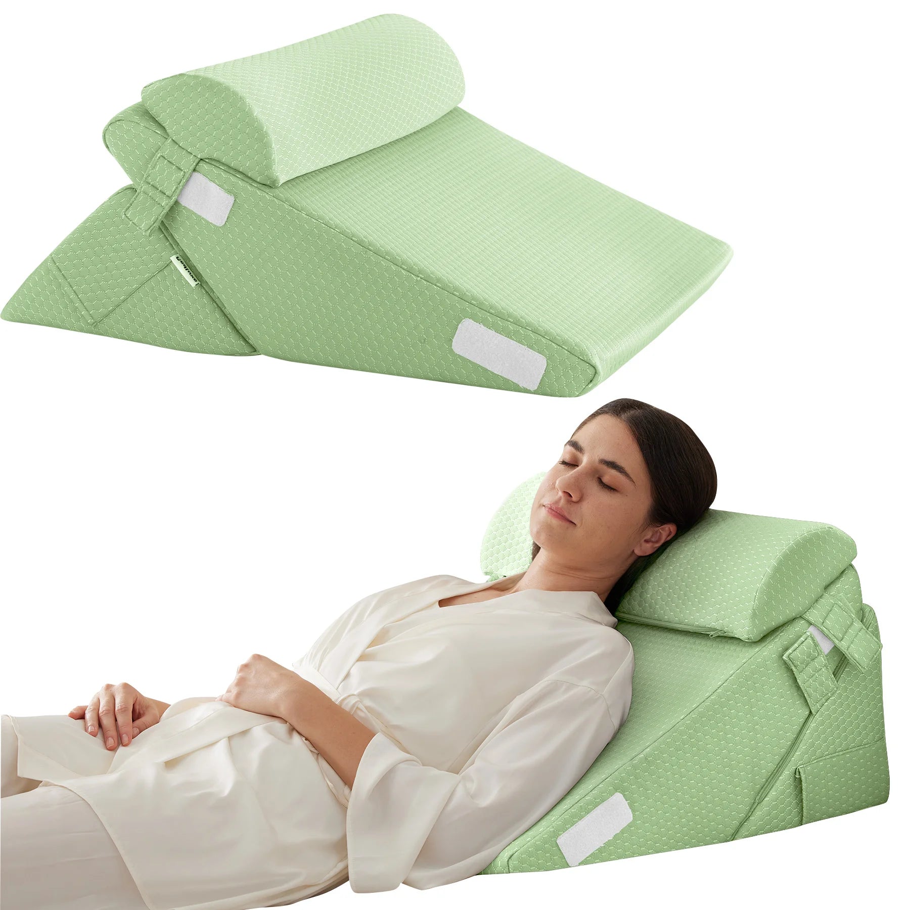 3pcs bed wedge pillow set, foam wedge pillow for back, leg and knee support