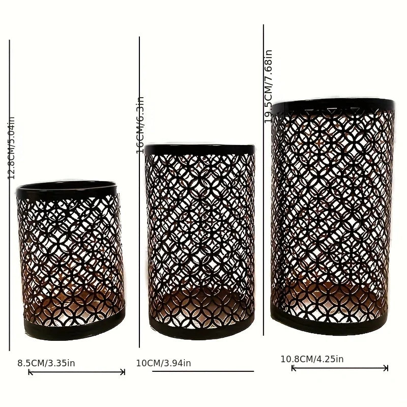A set of three new Nordic iron art hollowed out candle holders candle holders, handicraft decorations