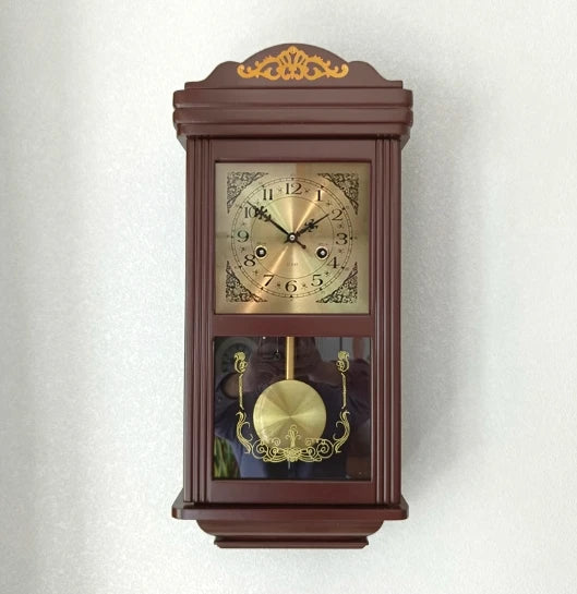 Retro Mechanical Wall Clock Vintage Clock Wind Pendulum Fengshui Town Clock