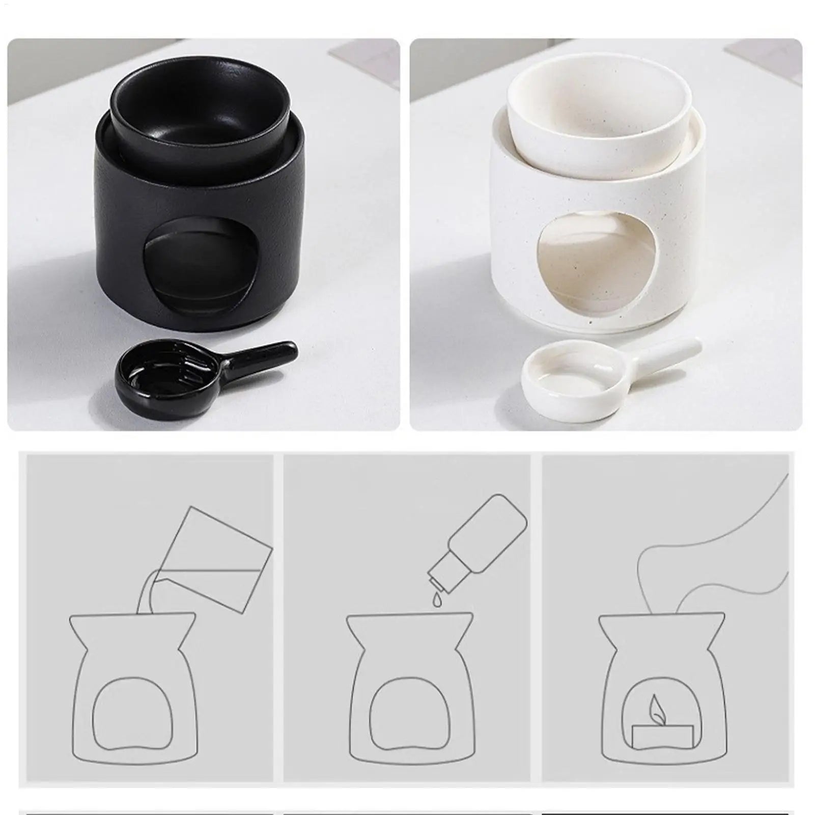 Ceramic Tealight Candle Holder & Oil Warmer Non Slip Home Aroma Table Decor