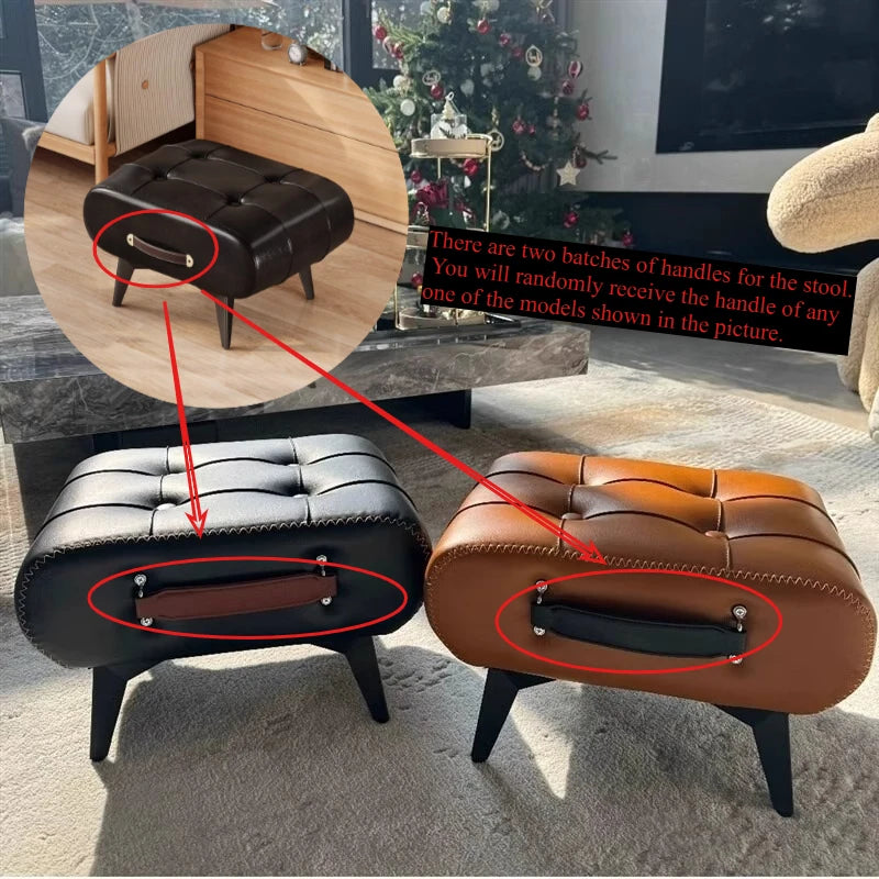Foldable Foot Stool Extra Thick PU Leather & High-Density Foam Portable