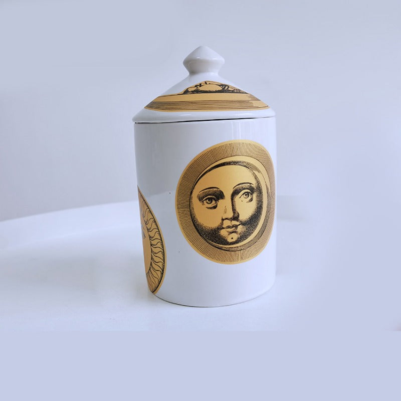 Ceramic Scented Candle Jar with Lid Exquisite Red Lip Ornament Jewelry Box