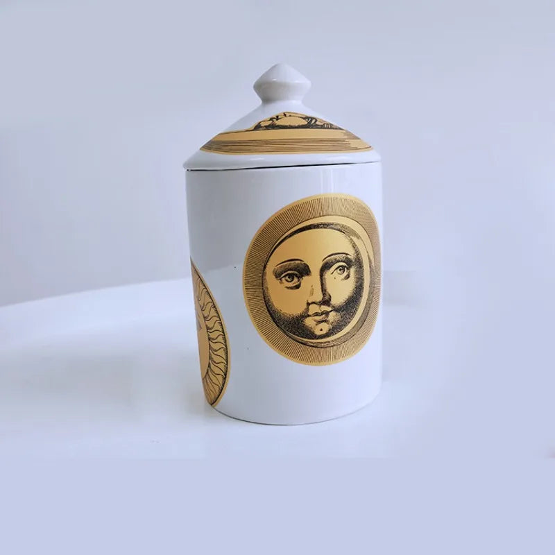 Ceramic Scented Candle Jar with Lid Exquisite Red Lip Ornament Jewelry Box