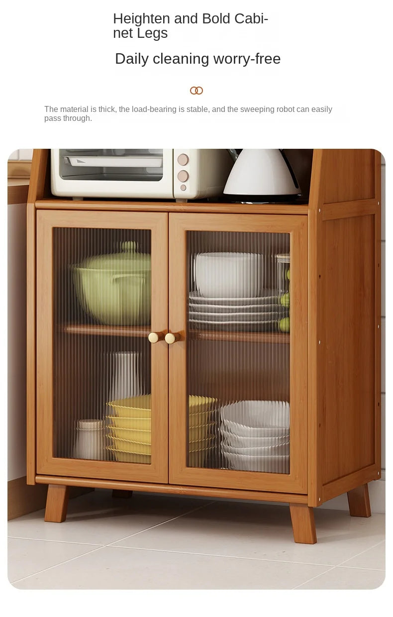 Bamboo solid wood kitchen cabinets furniture sideboard side table furniture