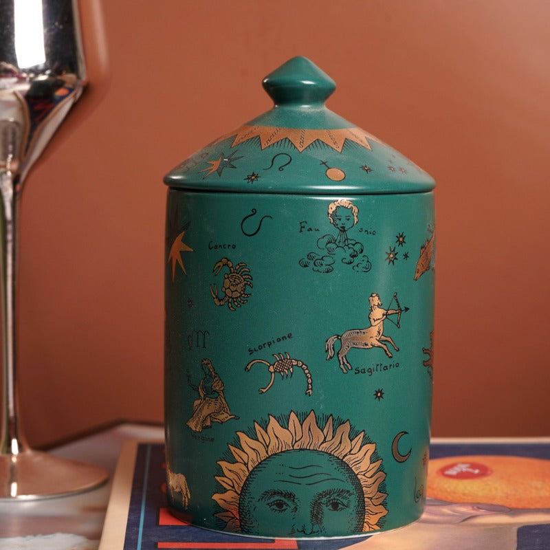 Ceramic Scented Candle Jar with Lid Exquisite Red Lip Ornament Jewelry Box