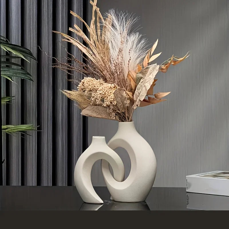 A Top Quality Hollow Nordic Modern Vase Set of 2 for Modern Home Decor