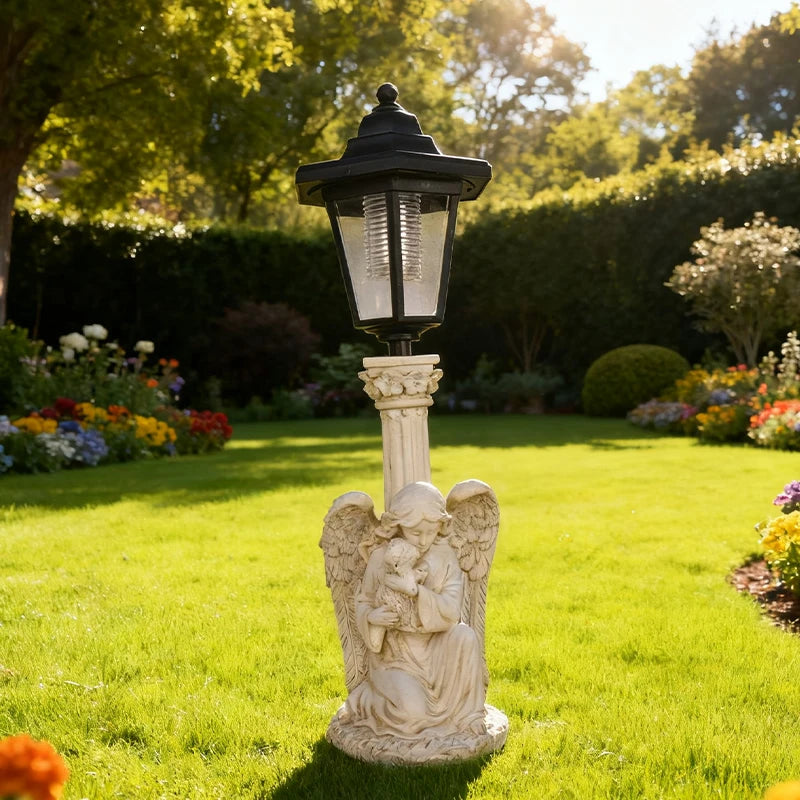 Solar Angel Sculpture Yard Light Resin Hexagonal Lamp Decorative Ornament