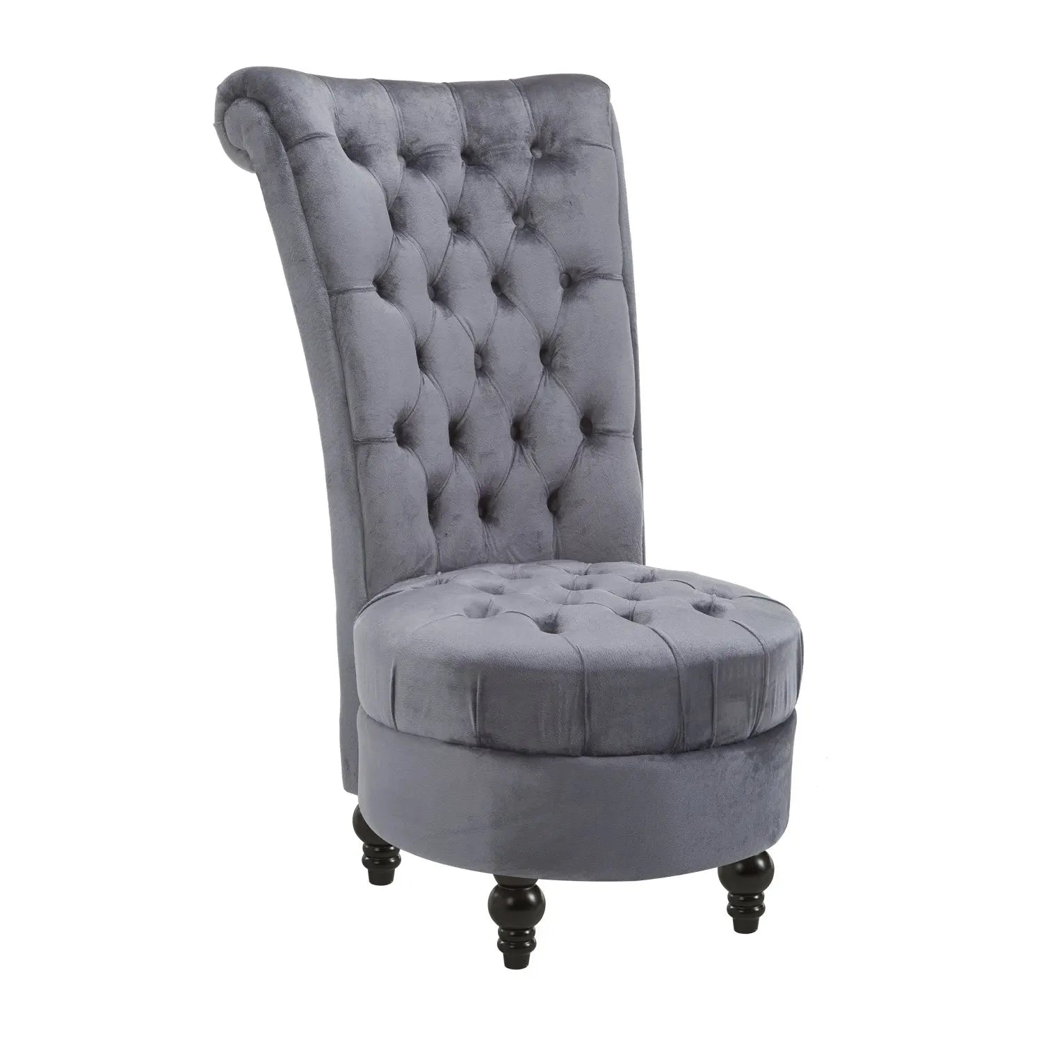 Retro High Back Armless Accent Chair Upholstered Tufted Fabric Living Room