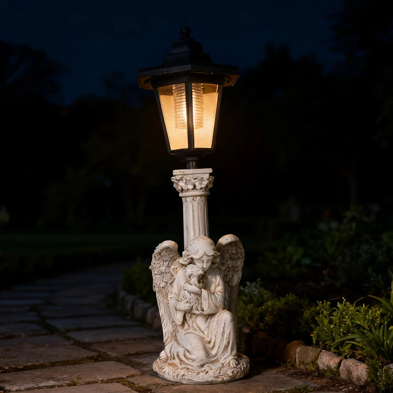 Solar Angel Sculpture Yard Light Resin Hexagonal Lamp Decorative Ornament