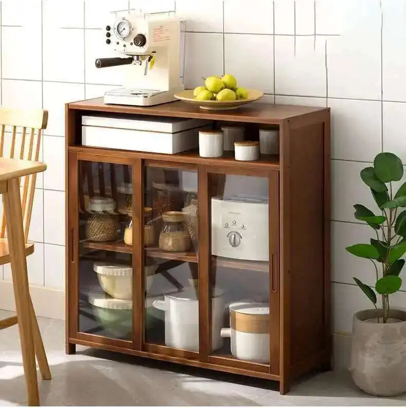 Modern Minimalist Kitchen Cabinet for Home Dust-proof Two-way Sliding Door