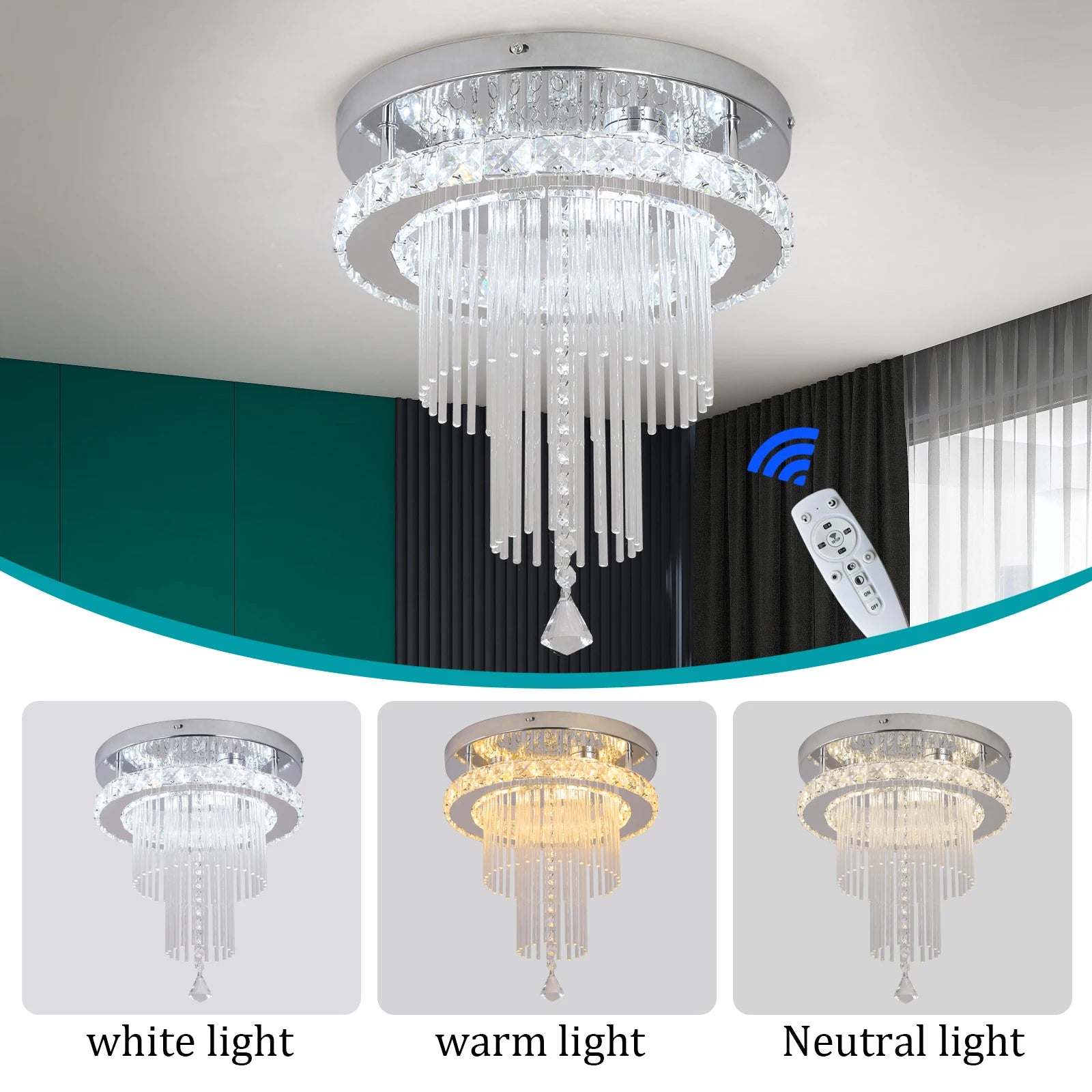 VETRULUS Modern Rain Drop Crystal Chandelier Luxury Ceiling  Light  Led