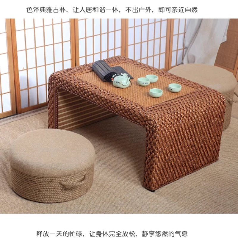 Adult-Seated Floor Seat Decor‌ Natural Jute Handwoven Pouf Ottoman