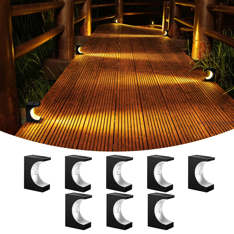 8/12Pcs Solar Step Lights Pathway Stair Outdoor Garden Lights Waterproof Lights