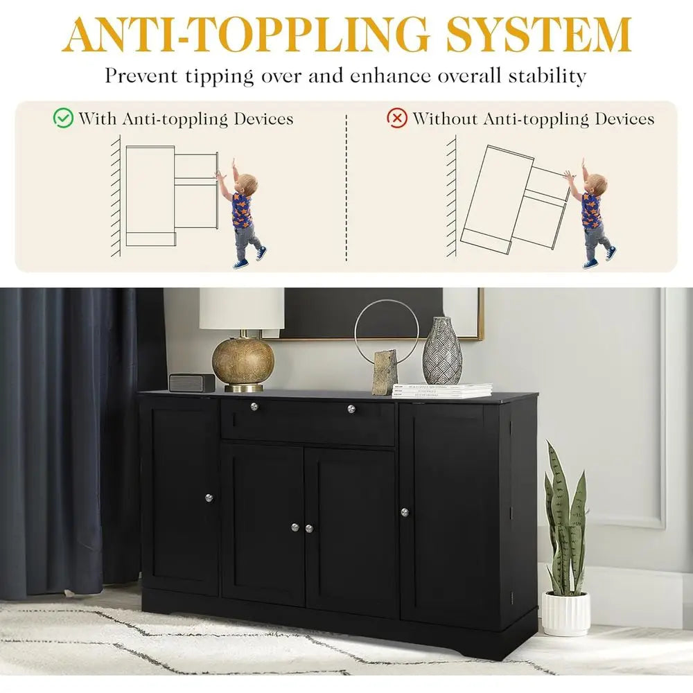Sideboard Buffet Cabinet with Storage, Wooden Coffee Bar Cabinet Pantry
