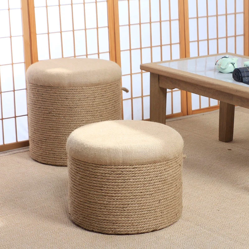 Adult-Seated Floor Seat Decor‌ Natural Jute Handwoven Pouf Ottoman
