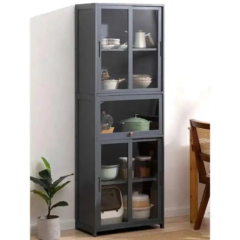 Modern Minimalist Kitchen Cabinet for Home Dust-proof Two-way Sliding Door