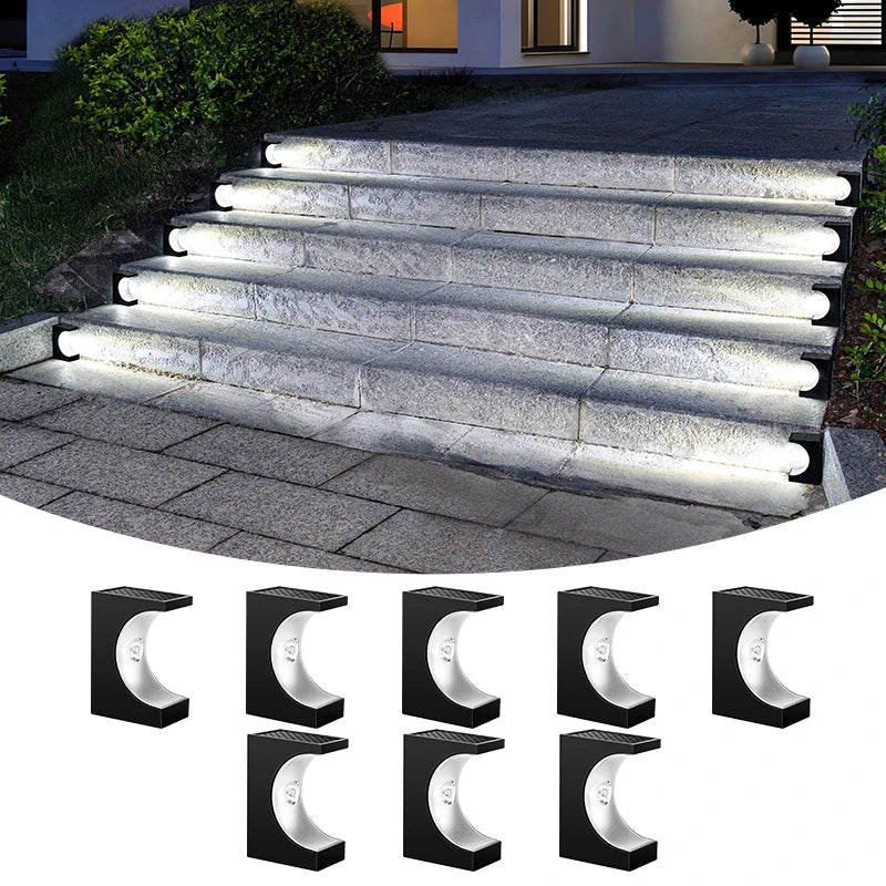8/12Pcs Solar Step Lights Pathway Stair Outdoor Garden Lights Waterproof Lights