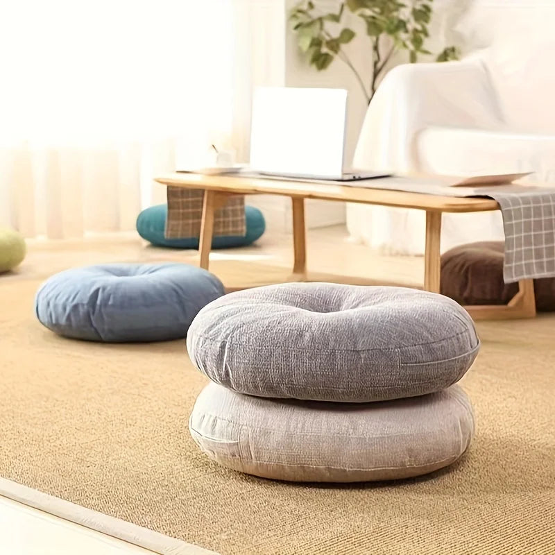 Thick Round Cushion, Soft & Comfortable Full-Filled Meditation Yoga Pillow Orange