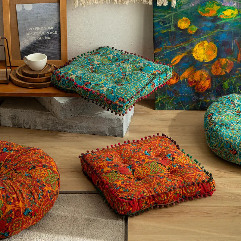 Bohemian Style Thickened Cotton Linen Cushion for Ground Lazy People Pillow