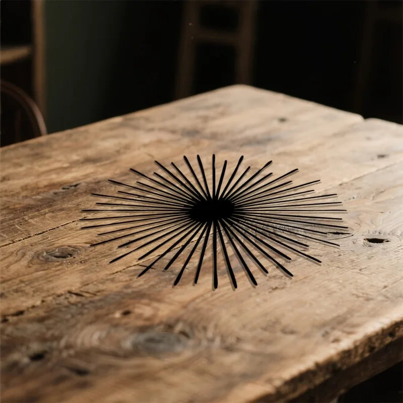 Modern 2D Flat Sunburst Metal Wall Art - Contemporary Aluminum Sculpture Decor
