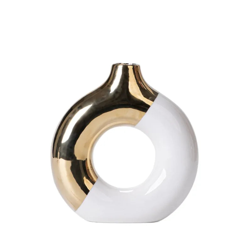 Ceramic Flower Vases For Living Room Luxury Nordic Plant Pot Dinning Golden