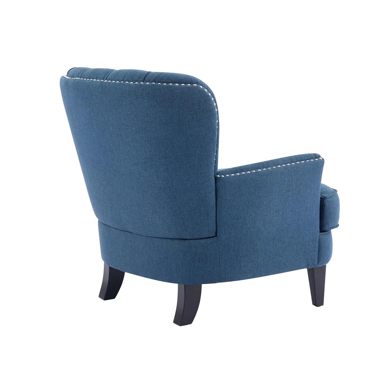 Fabric Upholstered Club Chair Tufted Wingback Accent Armchair Dark Blue