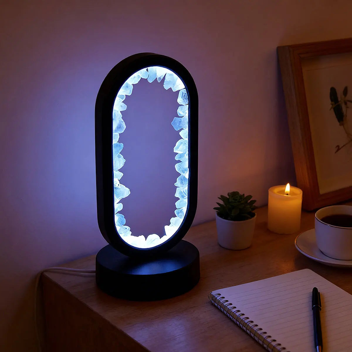 1PC LED Bedside Lamp | Natural Quartz & Amethyst Raw Stone Crystal Lamp