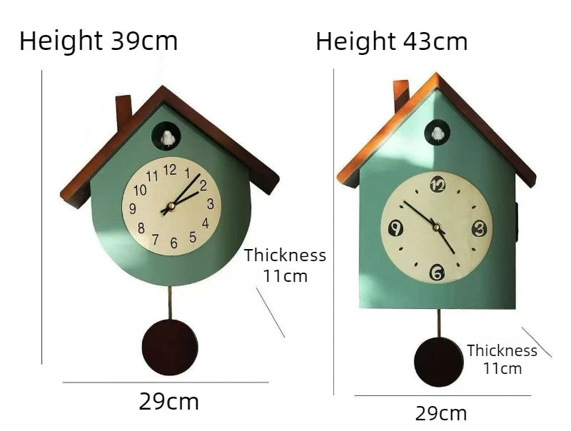 Wooden Cuckoo Bird Wall Clock Pendulum Creative Living Room Pendulum Clock