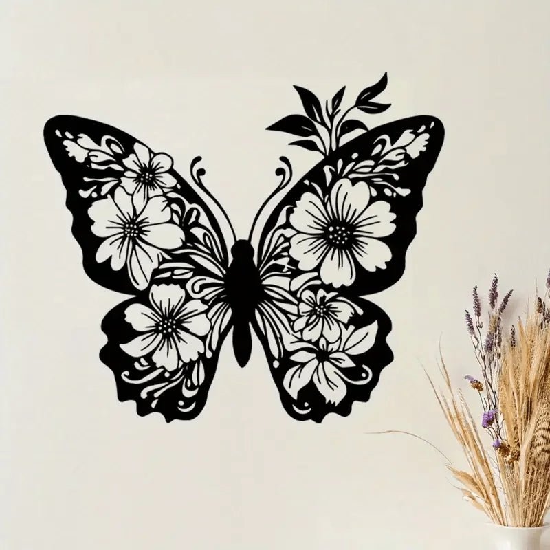 Elegant Black Acrylic Butterfly Wall Sculpture Floral Patterns Modern Home