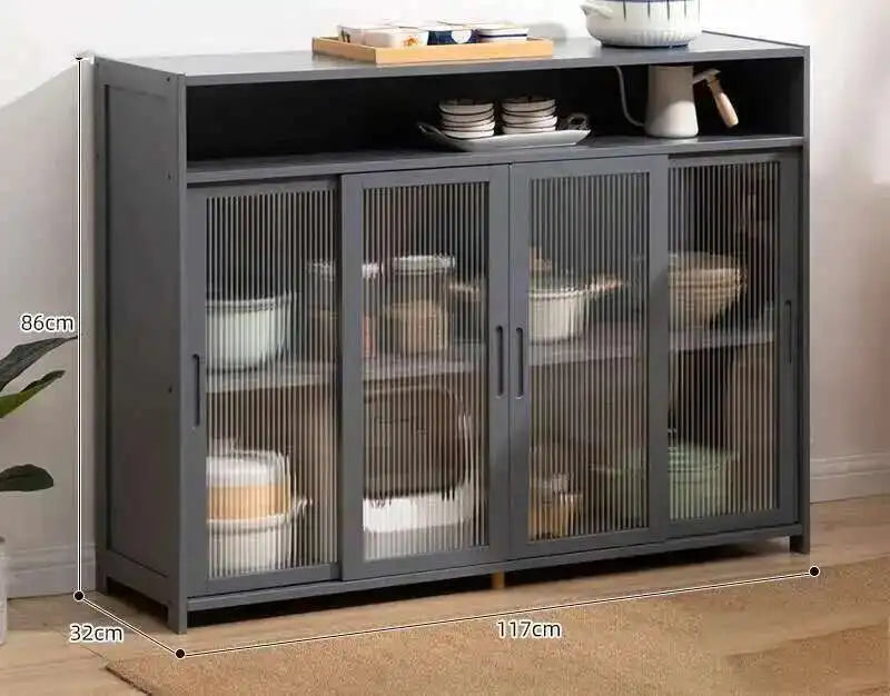 Modern Minimalist Kitchen Cabinet for Home Dust-proof Two-way Sliding Door