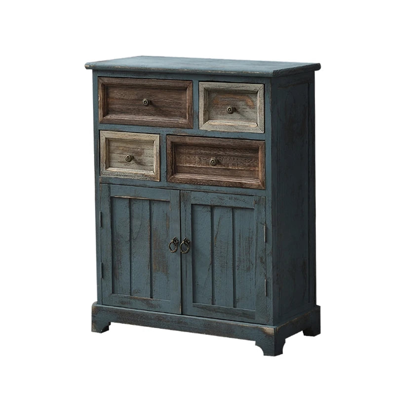 ‌Distressed Mediterranean Sideboard‌ Mortise-Tenon Solid Wood Storage