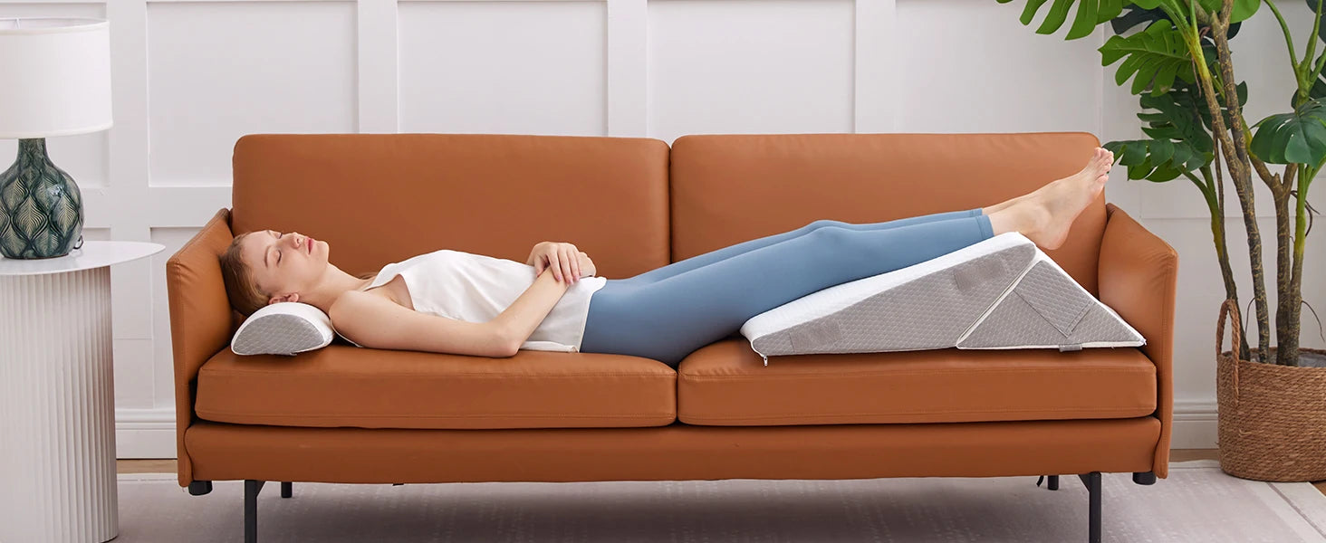 3pcs bed wedge pillow set, foam wedge pillow for back, leg and knee support