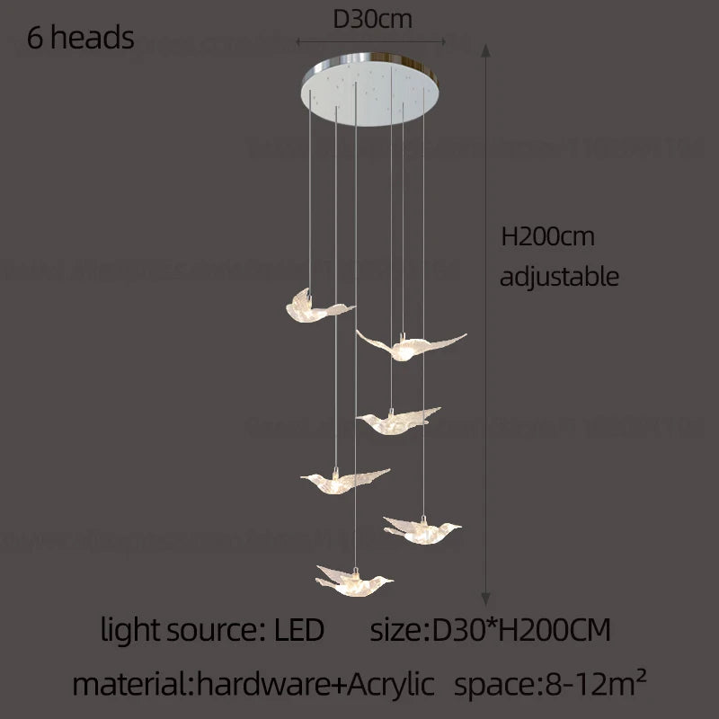Led Bird Pendant Lamp Home Decoration Lighting Hanging Lamp Design Chandelier