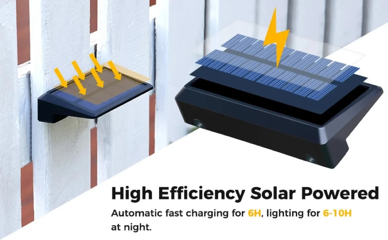 Solar Wall Lights 4 LED Solar Fence Lights Outdoor Waterproof Solar Deck Lights Wall
