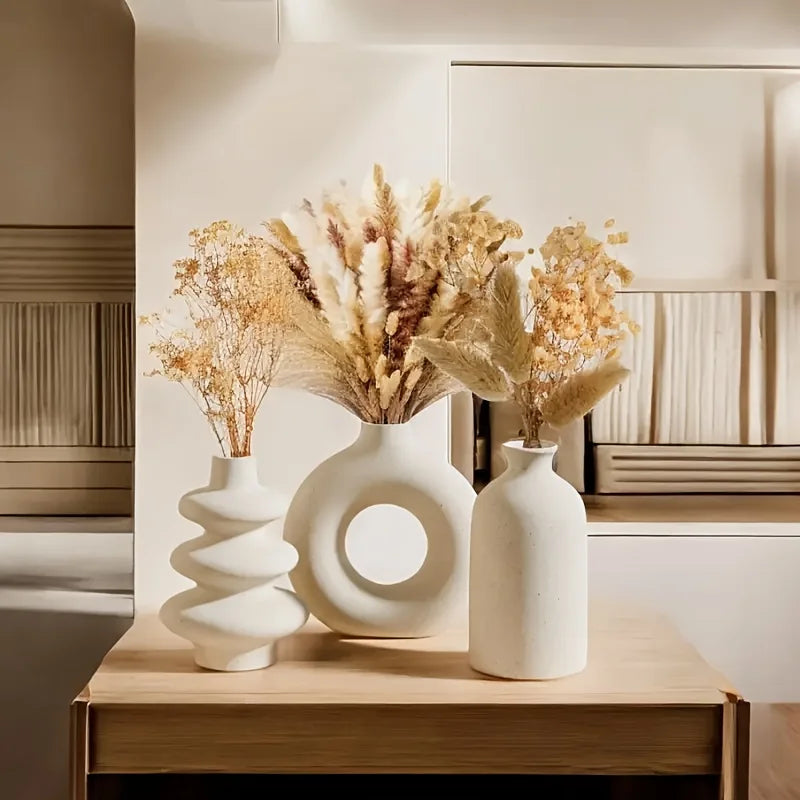 White Ceramic Bohemian Vase Set Creative home decoration vase ornaments