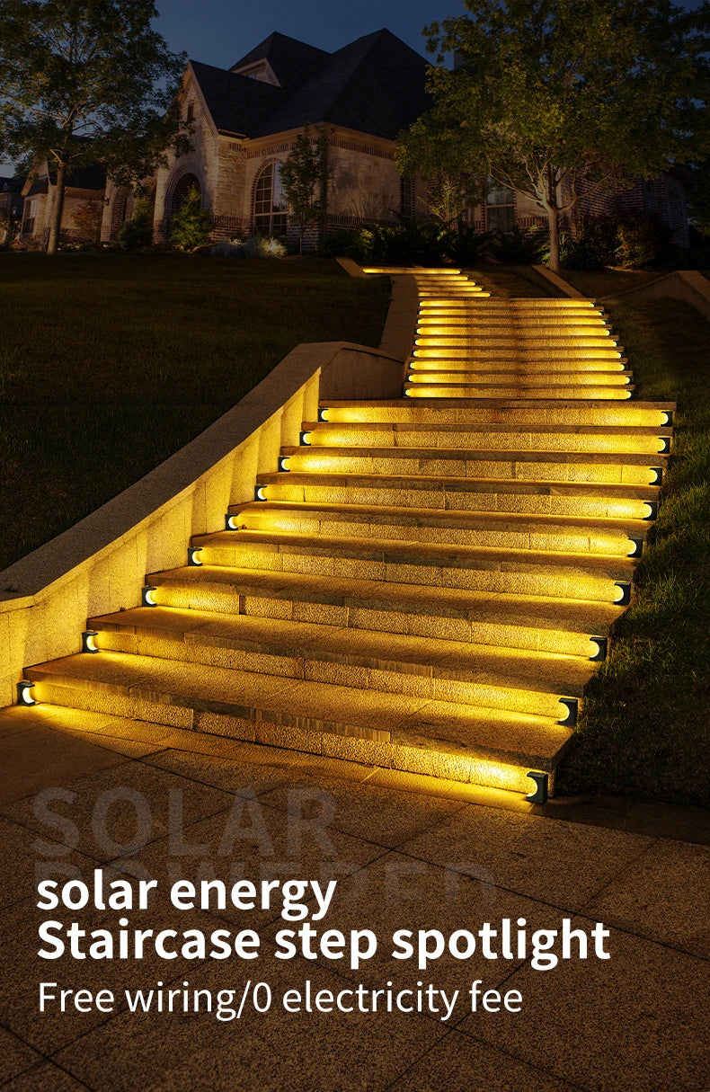 8/12Pcs Solar Step Lights Pathway Stair Outdoor Garden Lights Waterproof Lights