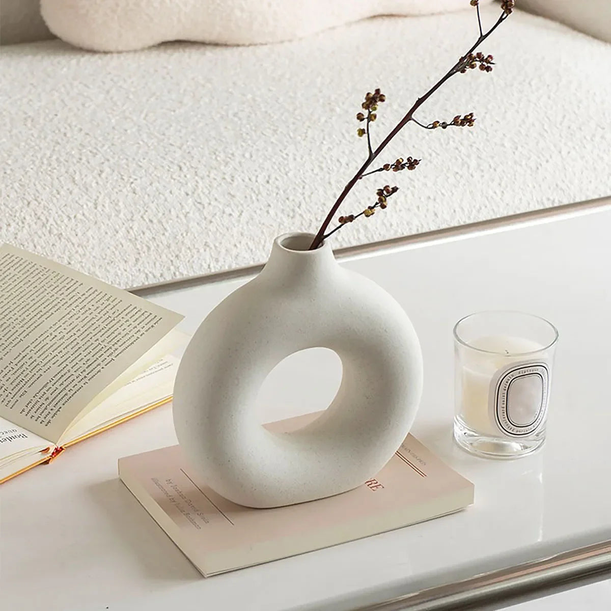 Ceramic vase, round matte vase, minimalist Nordic Bohemian vase