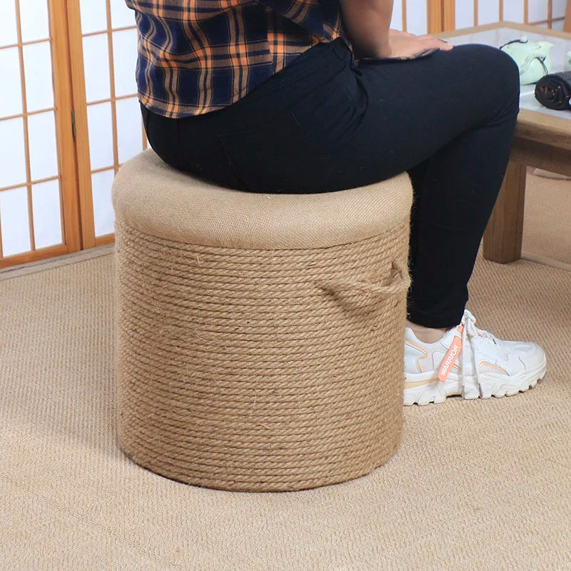 Adult-Seated Floor Seat Decor‌ Natural Jute Handwoven Pouf Ottoman